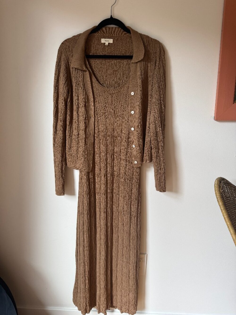 OZMA Ripple Stitch JoJo Cardigan and Dress Knit Set Like New! O/S